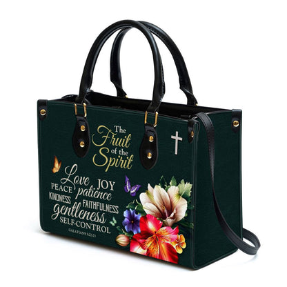 Christian Handbags, Personalized Zippered Flower Leather Handbag With Handle Galatians 522-23 The Fruit Of The Spirit Spiritual, Christian Bag