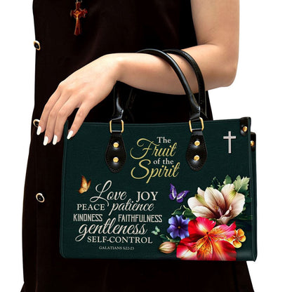 Christian Handbags, Personalized Zippered Flower Leather Handbag With Handle Galatians 522-23 The Fruit Of The Spirit Spiritual, Christian Bag