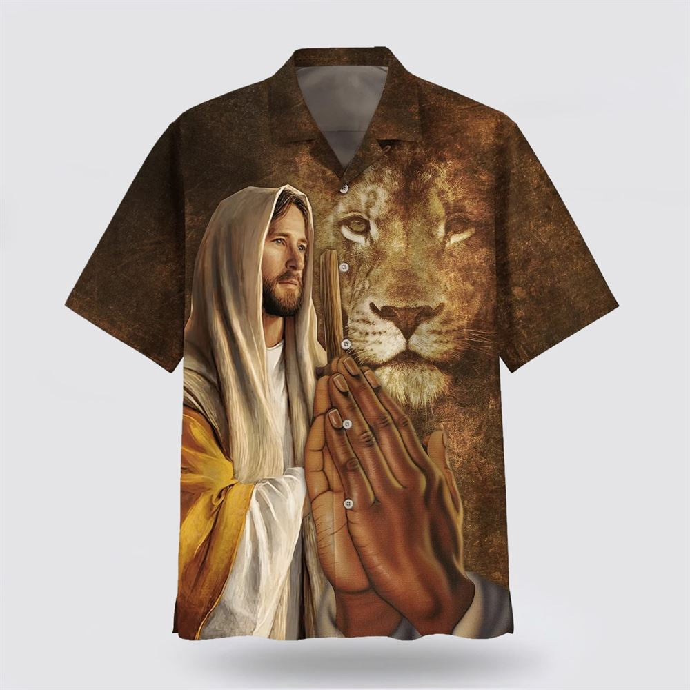 Christian Hawaiian Shirt, Jesus Lion I Can Do All Things Through Christ Who Strengthens Me Hawaiian Shirts