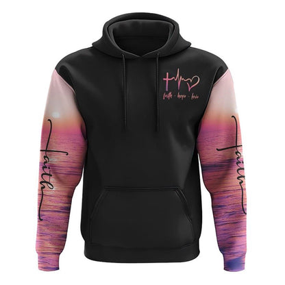 Christian Hoodie, Custom Believer Sunset Beach All Over Print 3D Hoodie, Christian Apparel Hoodies