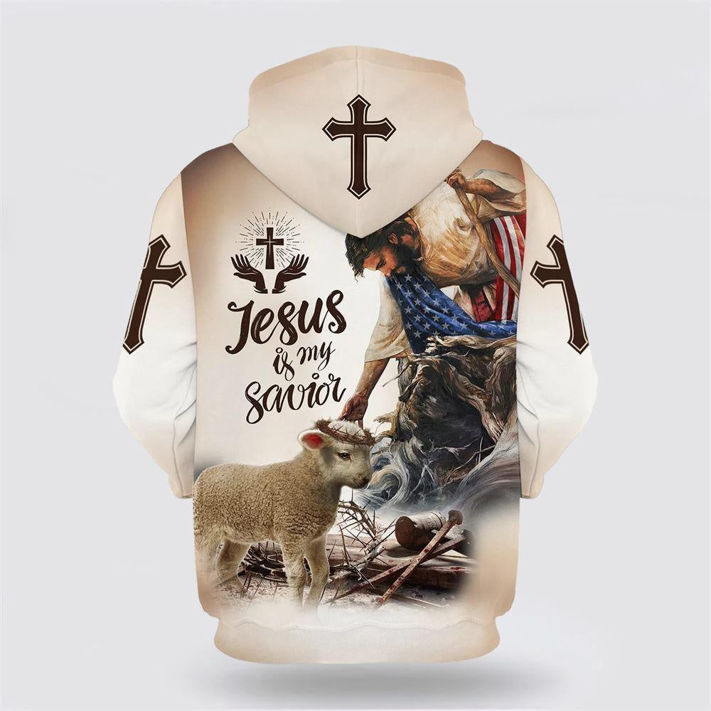 Christian Hoodie, God Lamb Crown Of Thorn Jesus Is My Savior Hoodies Jesus All Over Print 3D Hoodie, Religious Hoodies