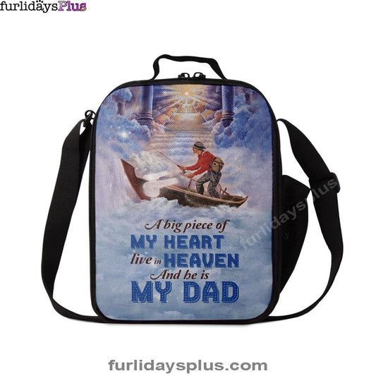 Christian Lunch Bag, A Big Piece Of My Heart Live In Heaven Fisherman Lunch Bag, Lunch Bag, Lunch Bags For Adults