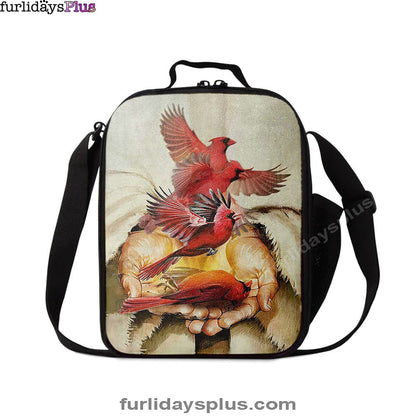 Christian Lunch Bag, A Cardinal On His Hand Jesus Lunch Bag, Lunch Bag, Lunch Bags For Adults