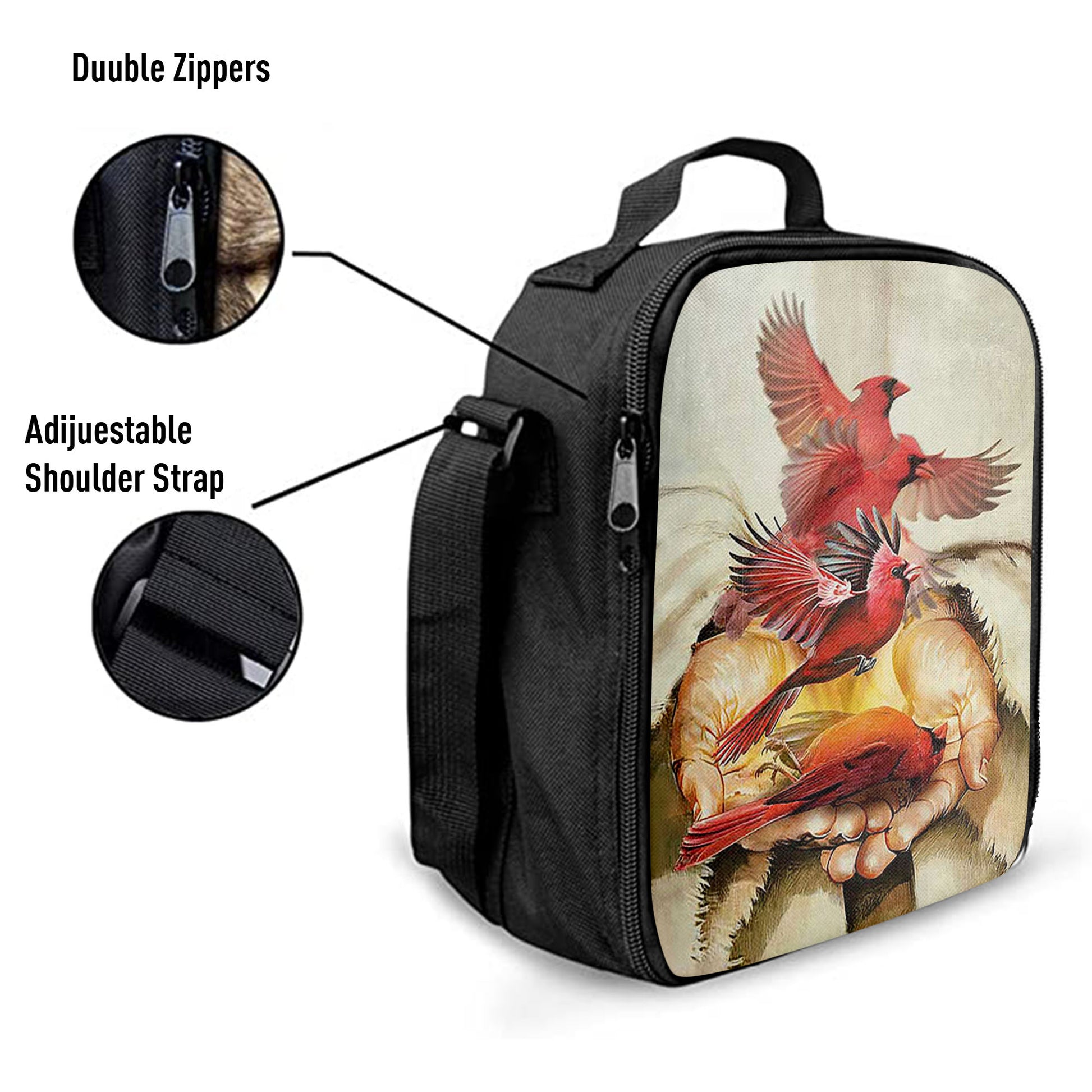 Christian Lunch Bag, A Cardinal On His Hand Jesus Lunch Bag, Lunch Bag, Lunch Bags For Adults