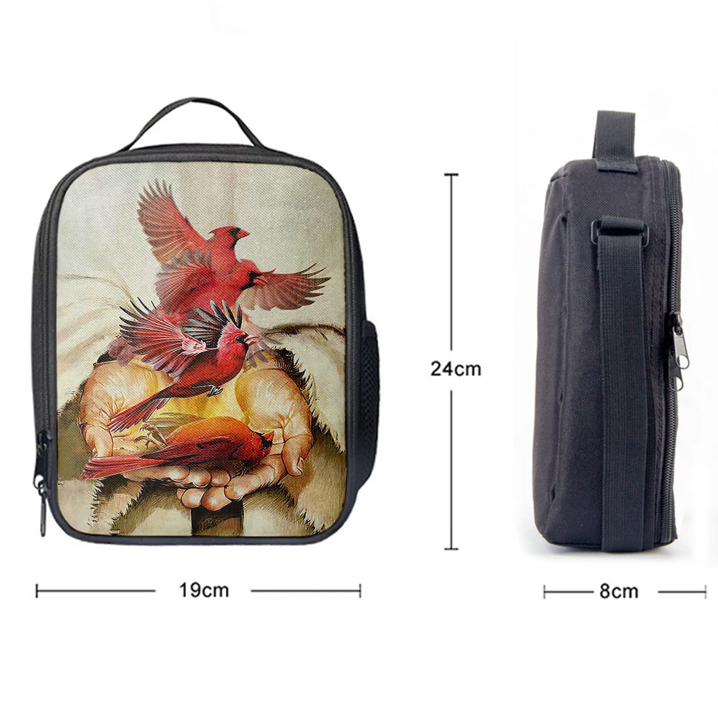 Christian Lunch Bag, A Cardinal On His Hand Jesus Lunch Bag, Lunch Bag, Lunch Bags For Adults