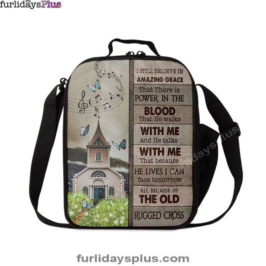 Christian Lunch Bag, A Church On Hill I Still Believe In Amazing Grace Lunch Bag, Lunch Bag, Lunch Bags For Adults