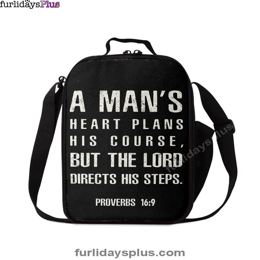 Christian Lunch Bag, A Man's Heart Plans His Course Proverbs 16 9 Lunch Bag, Lunch Bag, Lunch Bags For Adults