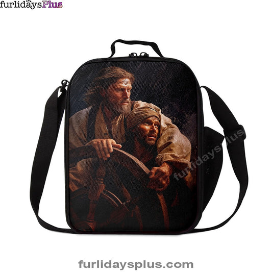 Christian Lunch Bag, A Portrait Of Jesus Christ Behind A Sailor Lunch Bag, Lunch Bag, Lunch Bags For Adults