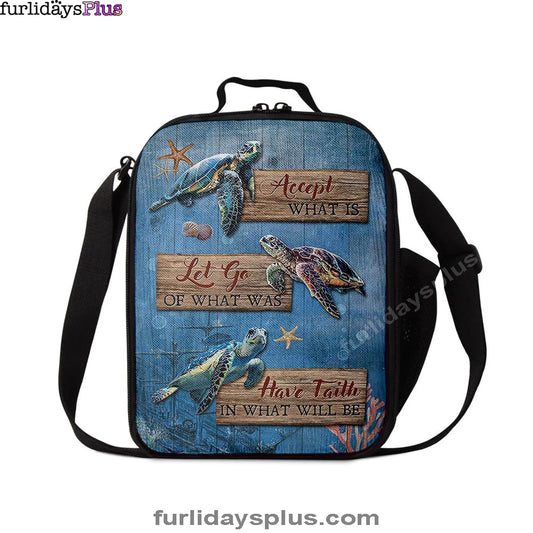 Christian Lunch Bag, Accept What Is Let Go Sea Turtle Starfish Lunchbag, Lunch Bag, Lunch Bags For Adults