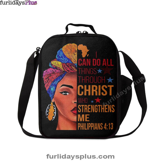 Christian Lunch Bag, African American I Can Do All Things Through Christ Lunch Bag, Lunch Bag, Lunch Bags For Adults