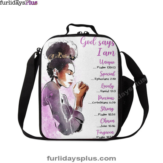Christian Lunch Bag, African American Women God Says I Am Lunch Bag, Lunch Bag, Lunch Bags For Adults