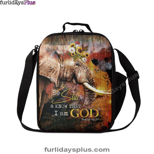 Christian Lunch Bag, African Elephant Sunflower Be Still And Know That I Am God Lunch Bag, Lunch Bag, Lunch Bags For Adults