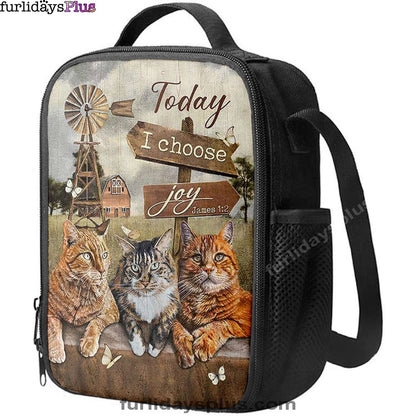 Christian Lunch Bag, Angry Cat Windmill Today I Choose Joy Lunch Bag, Lunch Bag, Lunch Bags For Adults