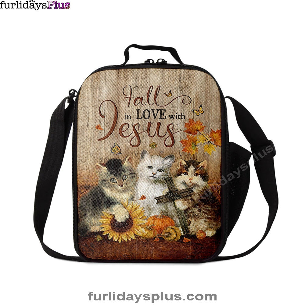 Christian Lunch Bag, Autumn Season Cute Kittens Pumpkin Cat Painting Lunchbag, Lunch Bag, Lunch Bags For Adults