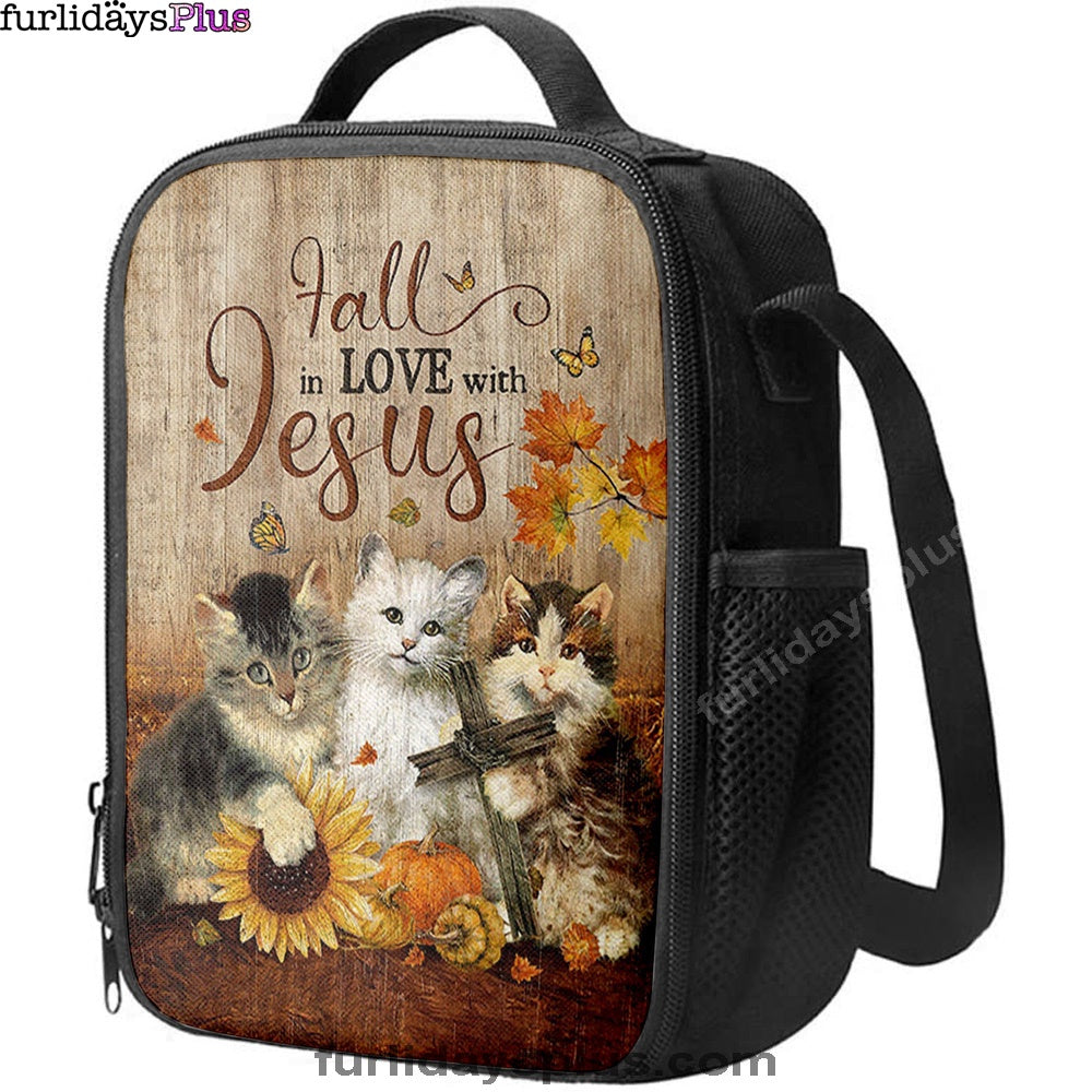 Christian Lunch Bag, Autumn Season Cute Kittens Pumpkin Cat Painting Lunchbag, Lunch Bag, Lunch Bags For Adults