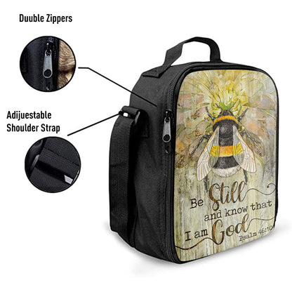 Christian Lunch Bag, Be Still And Know That I Am God Bee Sweet Flower Lunchbag, Lunch Bag, Lunch Bags For Adults