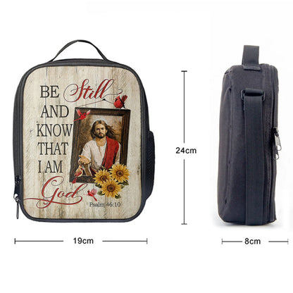 Christian Lunch Bag, Be Still And Know That I Am God Lunchbag, Jesus Red Cardinal Sunflower Lunchbag, Lunch Bag, Lunch Bags For Adults