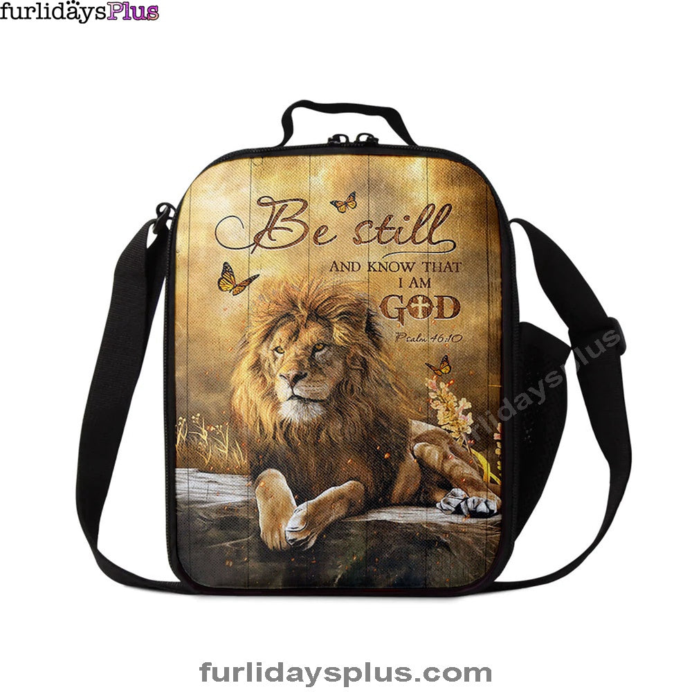 Christian Lunch Bag, Be Still And Know That I Am God Lunchbag, Lion Of Judah Butterfly Lunchbag, Lunch Bag, Lunch Bags For Adults