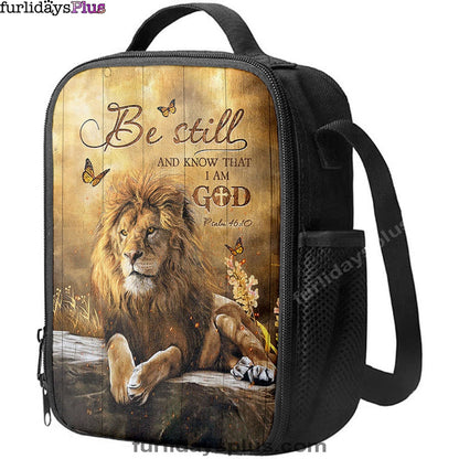 Christian Lunch Bag, Be Still And Know That I Am God Lunchbag, Lion Of Judah Butterfly Lunchbag, Lunch Bag, Lunch Bags For Adults