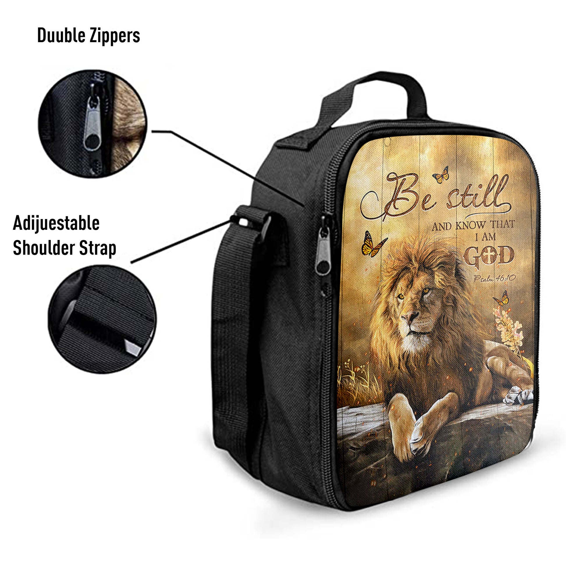 Christian Lunch Bag, Be Still And Know That I Am God Lunchbag, Lion Of Judah Butterfly Lunchbag, Lunch Bag, Lunch Bags For Adults