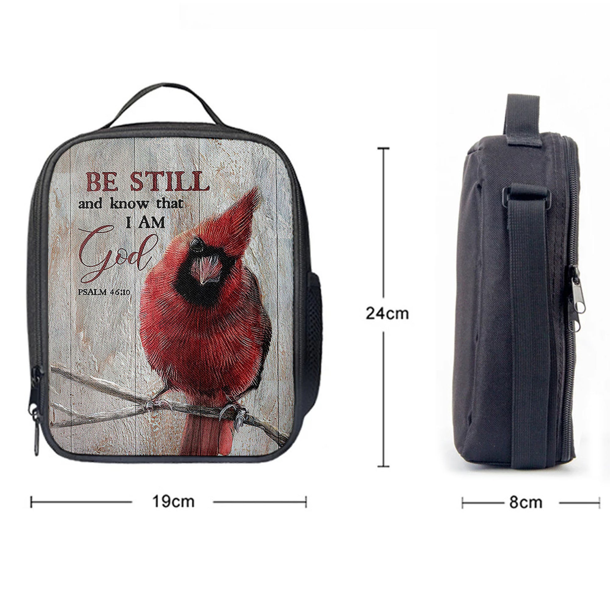 Christian Lunch Bag, Be Still And Know That I Am God Red Cardinal Lunch Bag, Lunch Bag, Lunch Bags For Adults