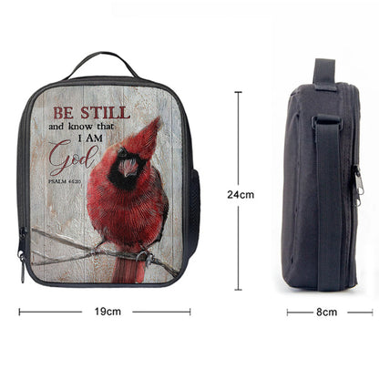 Christian Lunch Bag, Be Still And Know That I Am God Red Cardinal Lunch Bag, Lunch Bag, Lunch Bags For Adults