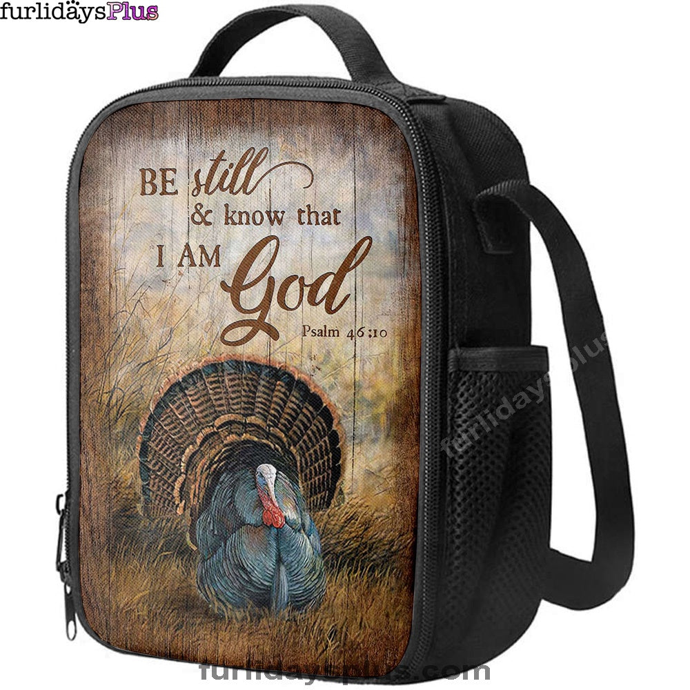 Christian Lunch Bag, Be Still And Know That I Am God Turkey Rice Field Lunchbag, Lunch Bag, Lunch Bags For Adults