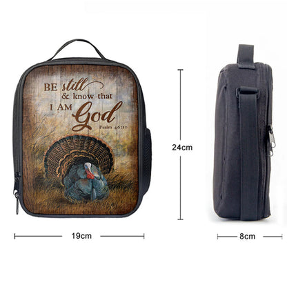 Christian Lunch Bag, Be Still And Know That I Am God Turkey Rice Field Lunchbag, Lunch Bag, Lunch Bags For Adults