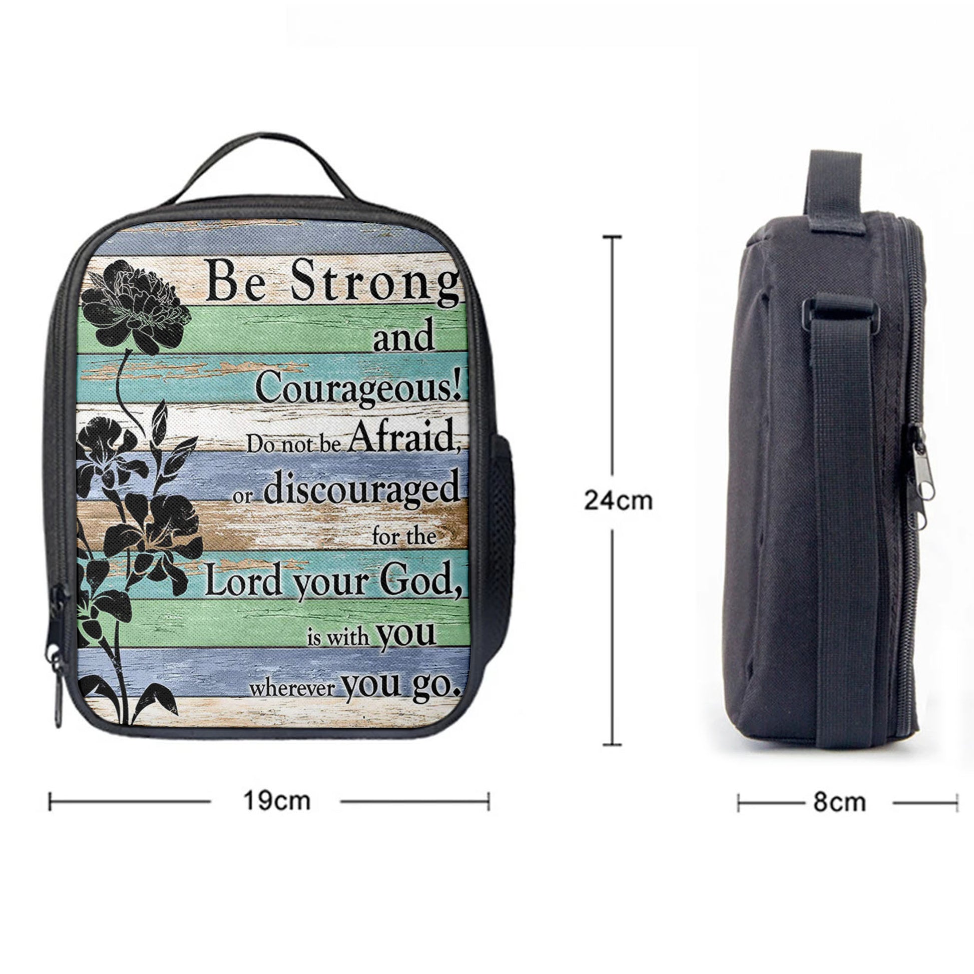 Christian Lunch Bag, Be Strong And Courageous Lunch Bag, Church Lunchbag, Lunch Bag, Lunch Bags For Adults