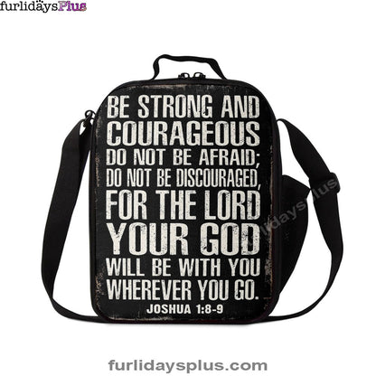 Christian Lunch Bag, Be Strong And Courageous Scripture Lunchbag, Joshua 1 8 9, Lunch Bag, Lunch Bags For Adults