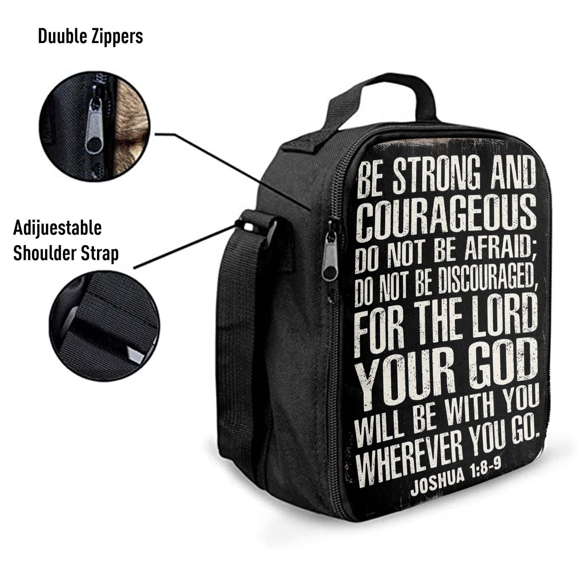 Christian Lunch Bag, Be Strong And Courageous Scripture Lunchbag, Joshua 1 8 9, Lunch Bag, Lunch Bags For Adults