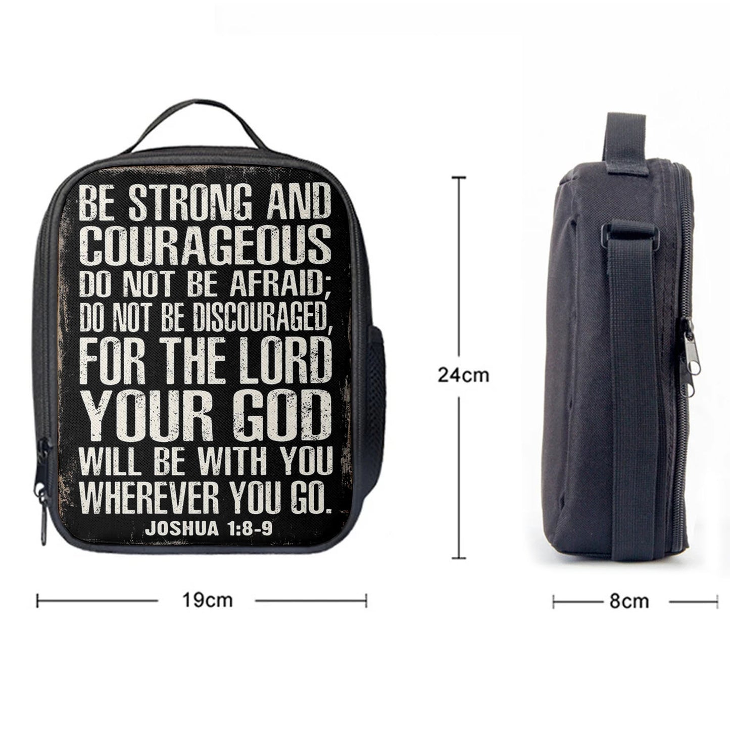 Christian Lunch Bag, Be Strong And Courageous Scripture Lunchbag, Joshua 1 8 9, Lunch Bag, Lunch Bags For Adults
