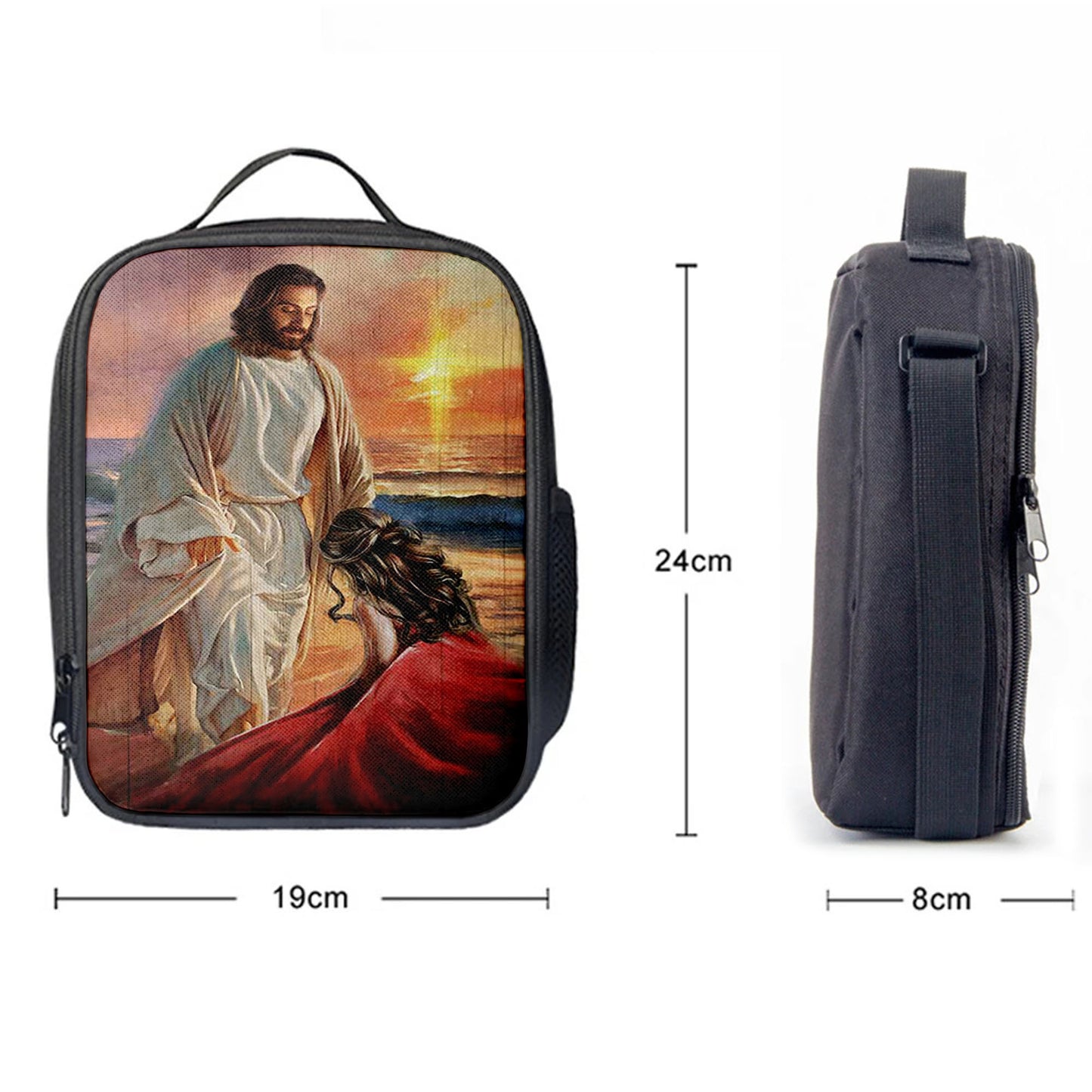 Christian Lunch Bag, Beautiful Sunset Kneeling Before God Lunchbag, Lunch Bag, Lunch Bags For Adults