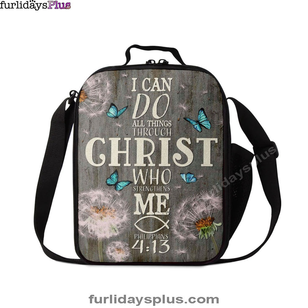 Christian Lunch Bag, Bible Verse I Can Do All Things Through Christ Dandelion Lunch Bag, Lunch Bag, Lunch Bags For Adults