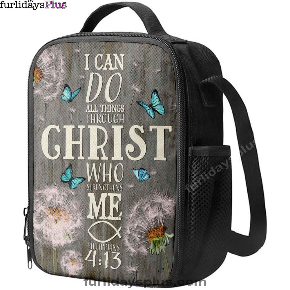 Christian Lunch Bag, Bible Verse I Can Do All Things Through Christ Dandelion Lunch Bag, Lunch Bag, Lunch Bags For Adults