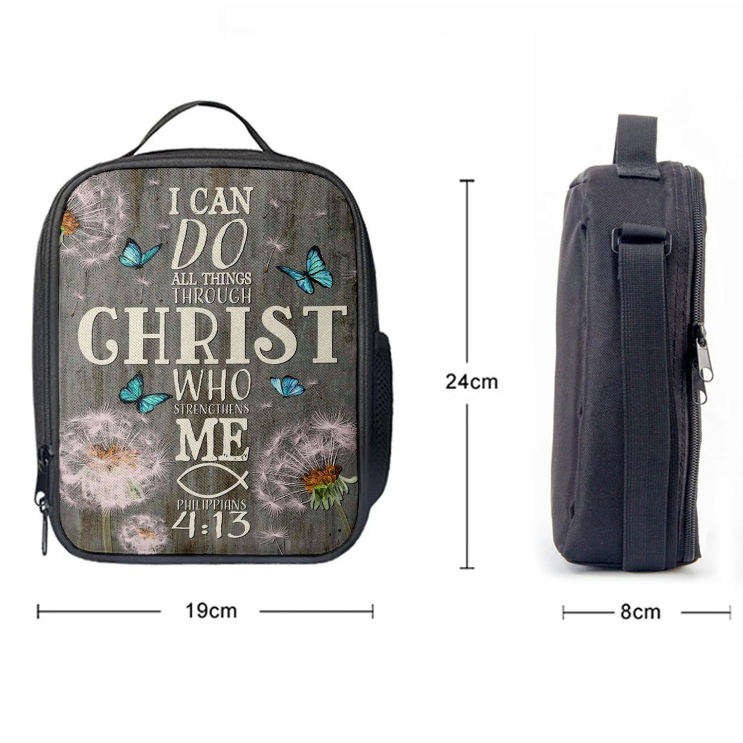 Christian Lunch Bag, Bible Verse I Can Do All Things Through Christ Dandelion Lunch Bag, Lunch Bag, Lunch Bags For Adults