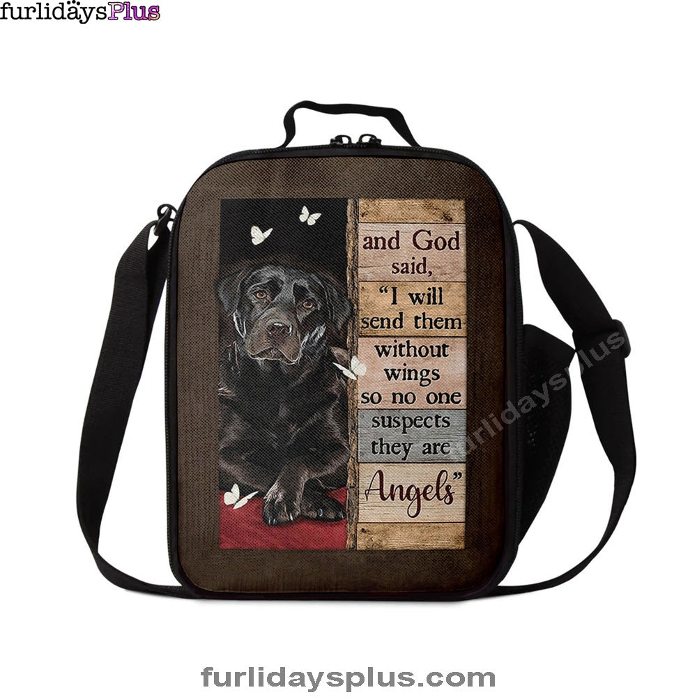Christian Lunch Bag, Black Labrador I Will Send Them Without Wings Lunch Bag, Lunch Bag, Lunch Bags For Adults