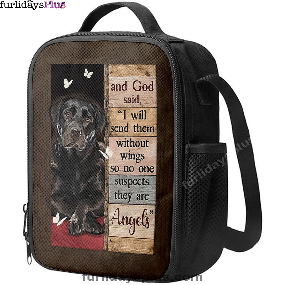 Christian Lunch Bag, Black Labrador I Will Send Them Without Wings Lunch Bag, Lunch Bag, Lunch Bags For Adults