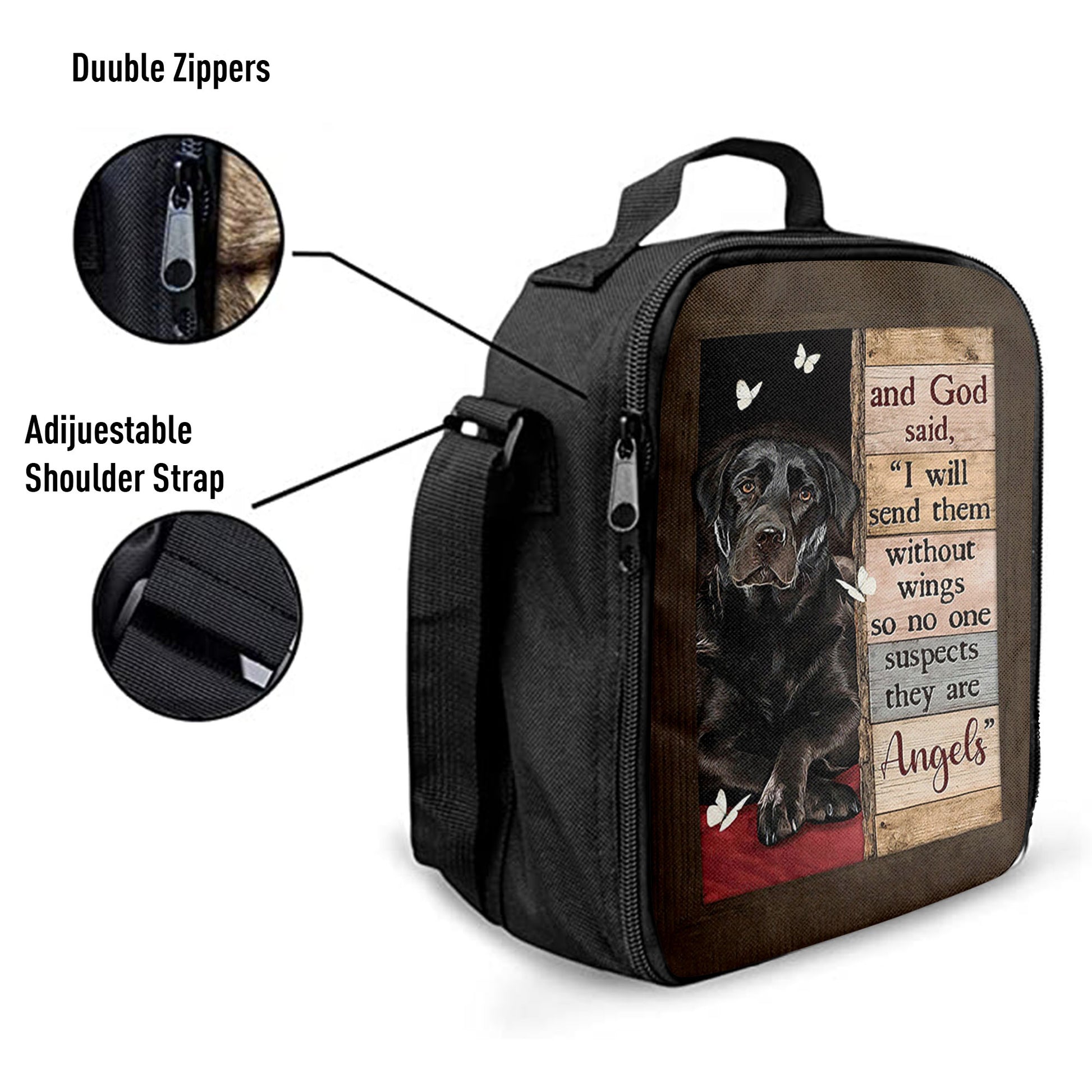 Christian Lunch Bag, Black Labrador I Will Send Them Without Wings Lunch Bag, Lunch Bag, Lunch Bags For Adults
