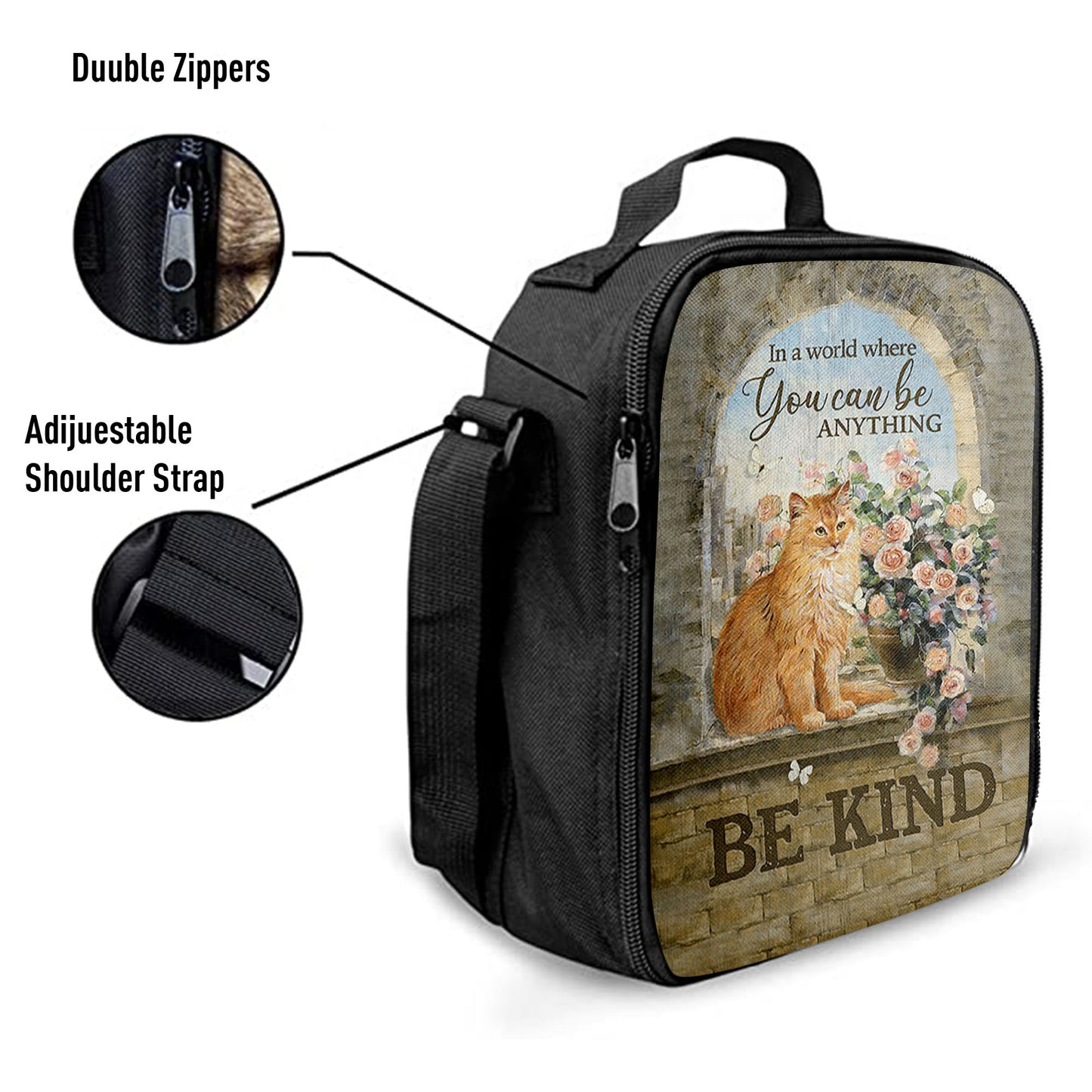 Christian Lunch Bag, Brown Cat In A World Where You Can Be Anything Lunchbag, Lunch Bag, Lunch Bags For Adults