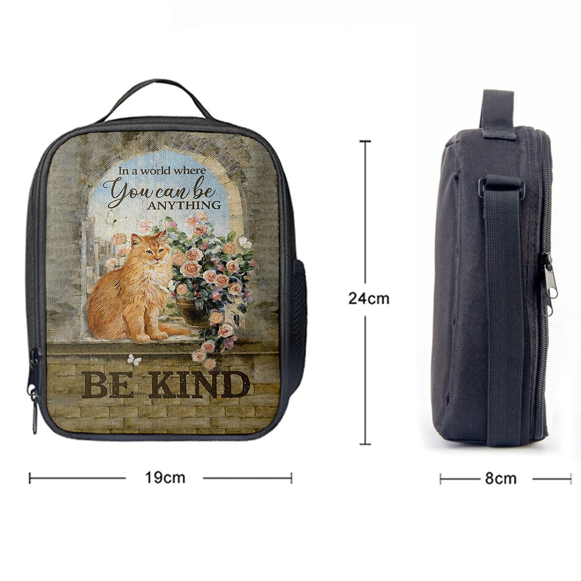 Christian Lunch Bag, Brown Cat In A World Where You Can Be Anything Lunchbag, Lunch Bag, Lunch Bags For Adults