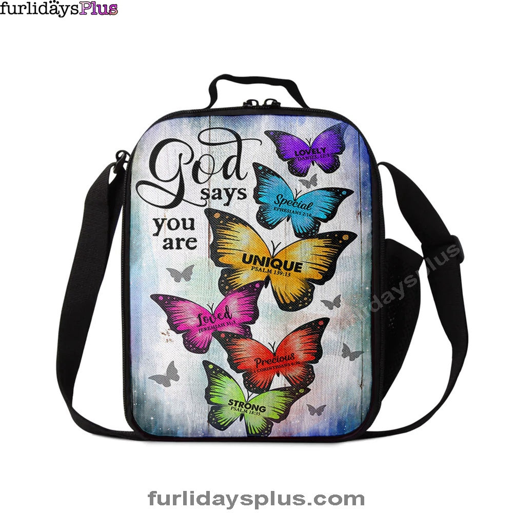 Christian Lunch Bag, Butterfly God Says You Are Lunchbag, Lunch Bag, Lunch Bags For Adults