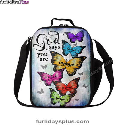 Christian Lunch Bag, Butterfly God Says You Are Lunchbag, Lunch Bag, Lunch Bags For Adults