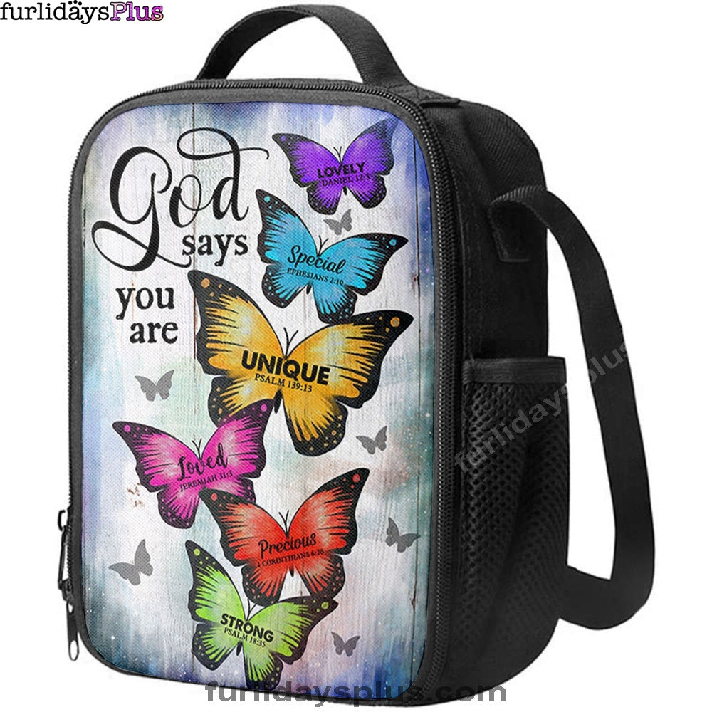 Christian Lunch Bag, Butterfly God Says You Are Lunchbag, Lunch Bag, Lunch Bags For Adults