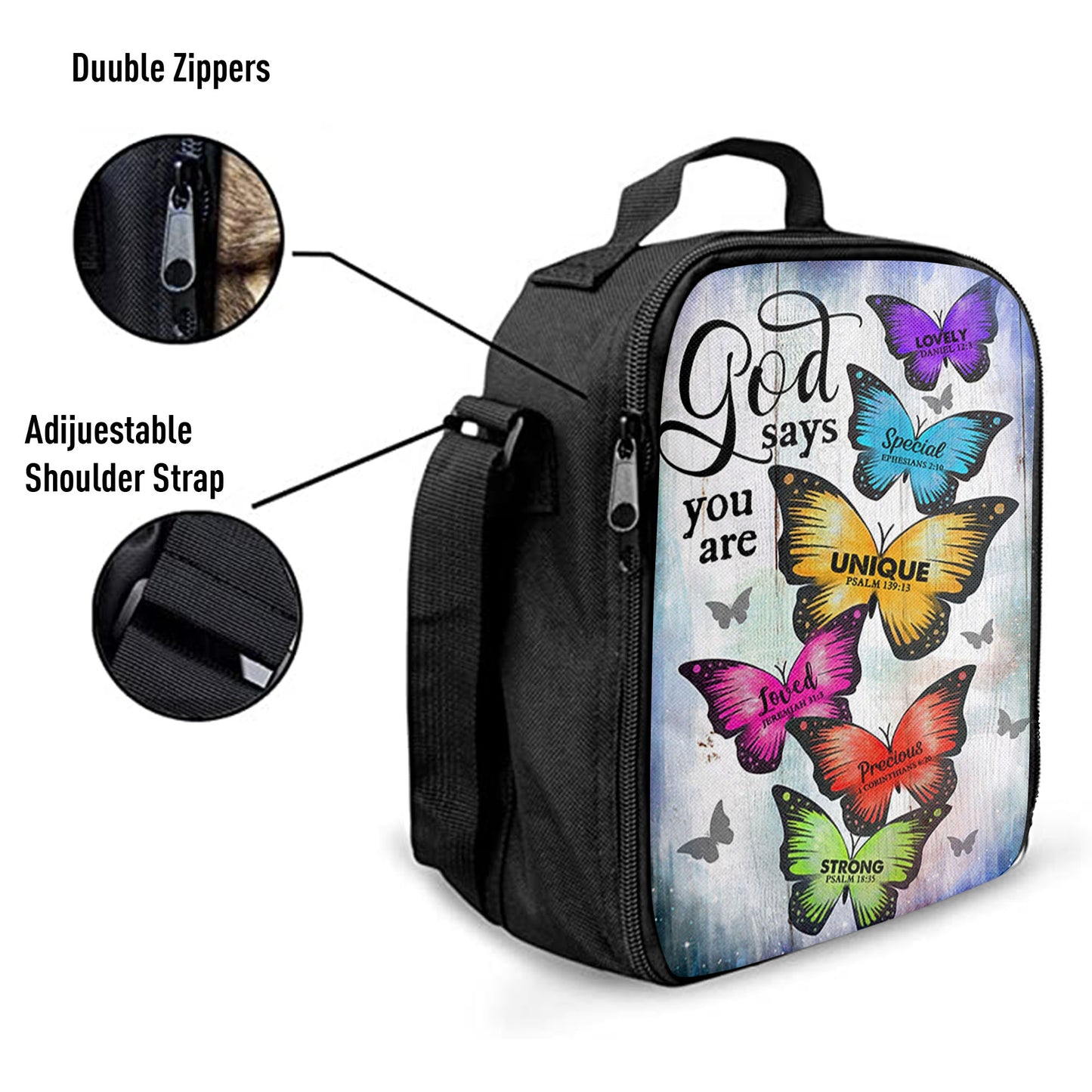 Christian Lunch Bag, Butterfly God Says You Are Lunchbag, Lunch Bag, Lunch Bags For Adults