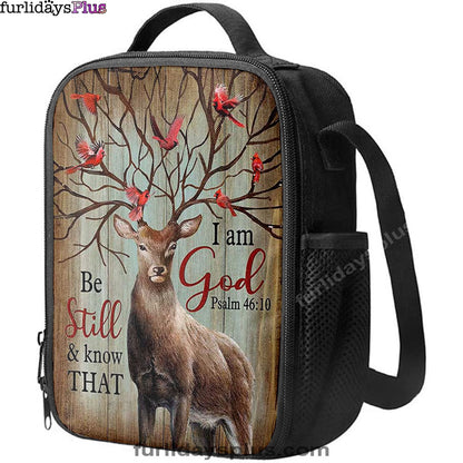 Christian Lunch Bag, Deer Cardinal Be Still And Know That I Am God Lunchbag, Lunch Bag, Lunch Bags For Adults