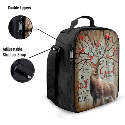 Christian Lunch Bag, Deer Cardinal Be Still And Know That I Am God Lunchbag, Lunch Bag, Lunch Bags For Adults