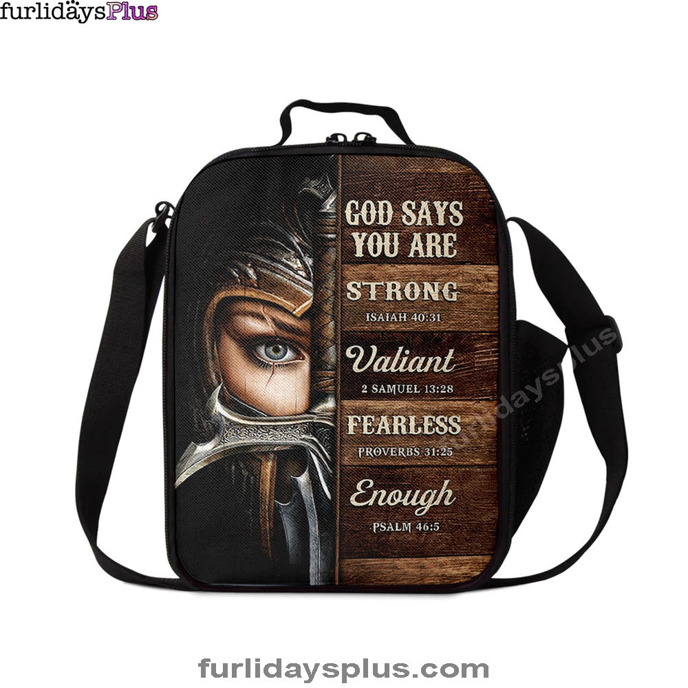 Christian Lunch Bag, Lunch Bag, God Says You Are Female Warrior Lunchbag, Knight Of God Lunchbag, Lunch Bags For Adults