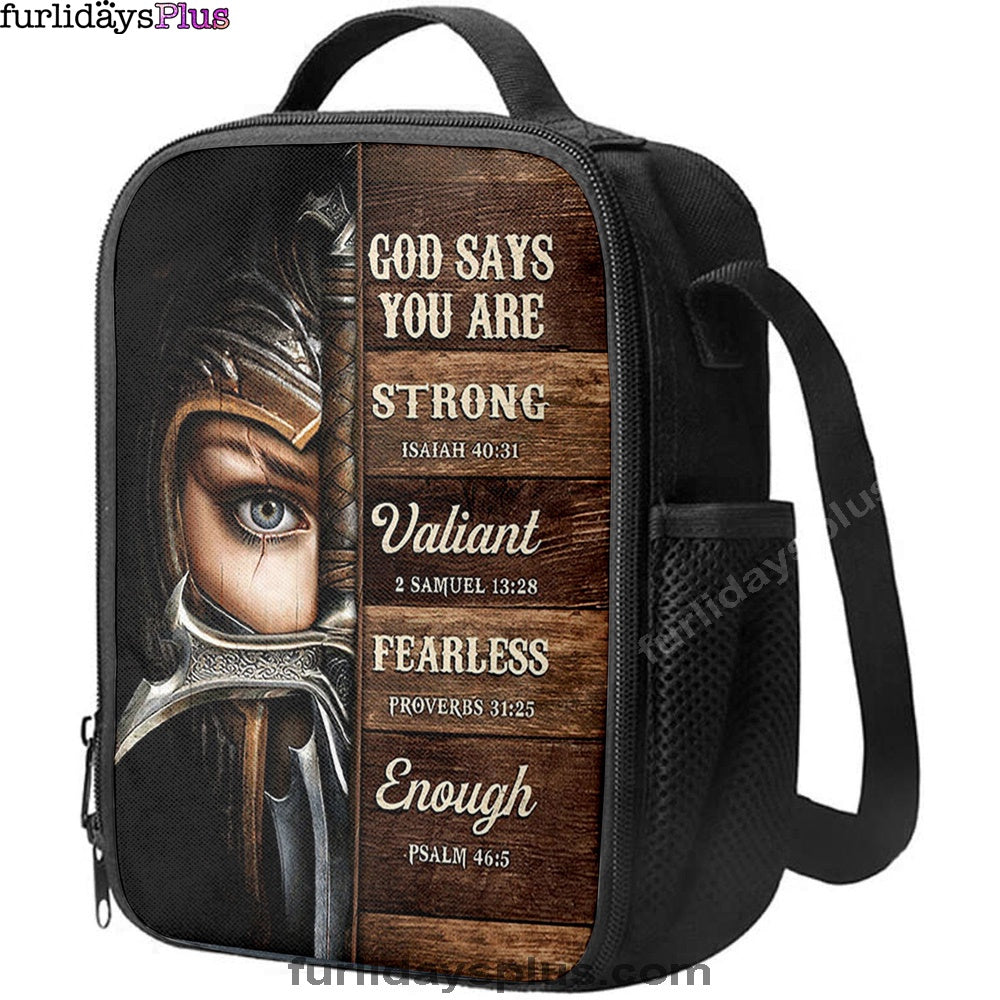 Christian Lunch Bag, Lunch Bag, God Says You Are Female Warrior Lunchbag, Knight Of God Lunchbag, Lunch Bags For Adults