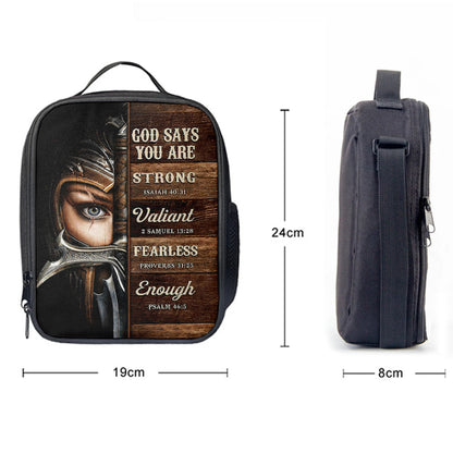 Christian Lunch Bag, Lunch Bag, God Says You Are Female Warrior Lunchbag, Knight Of God Lunchbag, Lunch Bags For Adults